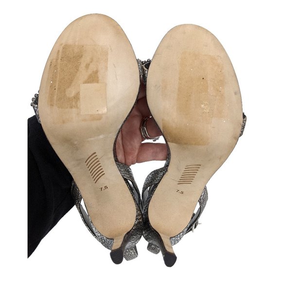 PAIGE Gwynn Ankle Strap Sandal Pewter Crackle 7.5 - Picture 10 of 11